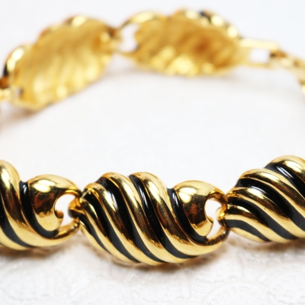 JOAN RIVERS BRACELET *signed* Gold & Black Enamel - Picture 3 of 8
